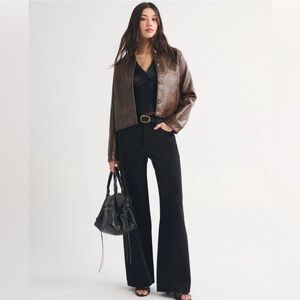 Abercrombie & Fitch Black High Rise Wide Leg Jeans - Tall Length